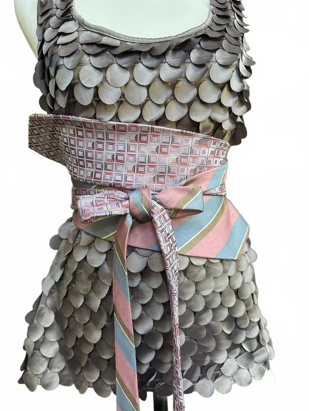 Pink & Blue Upcycled Silk Obi Belt | Corset Style | OOAK | OS